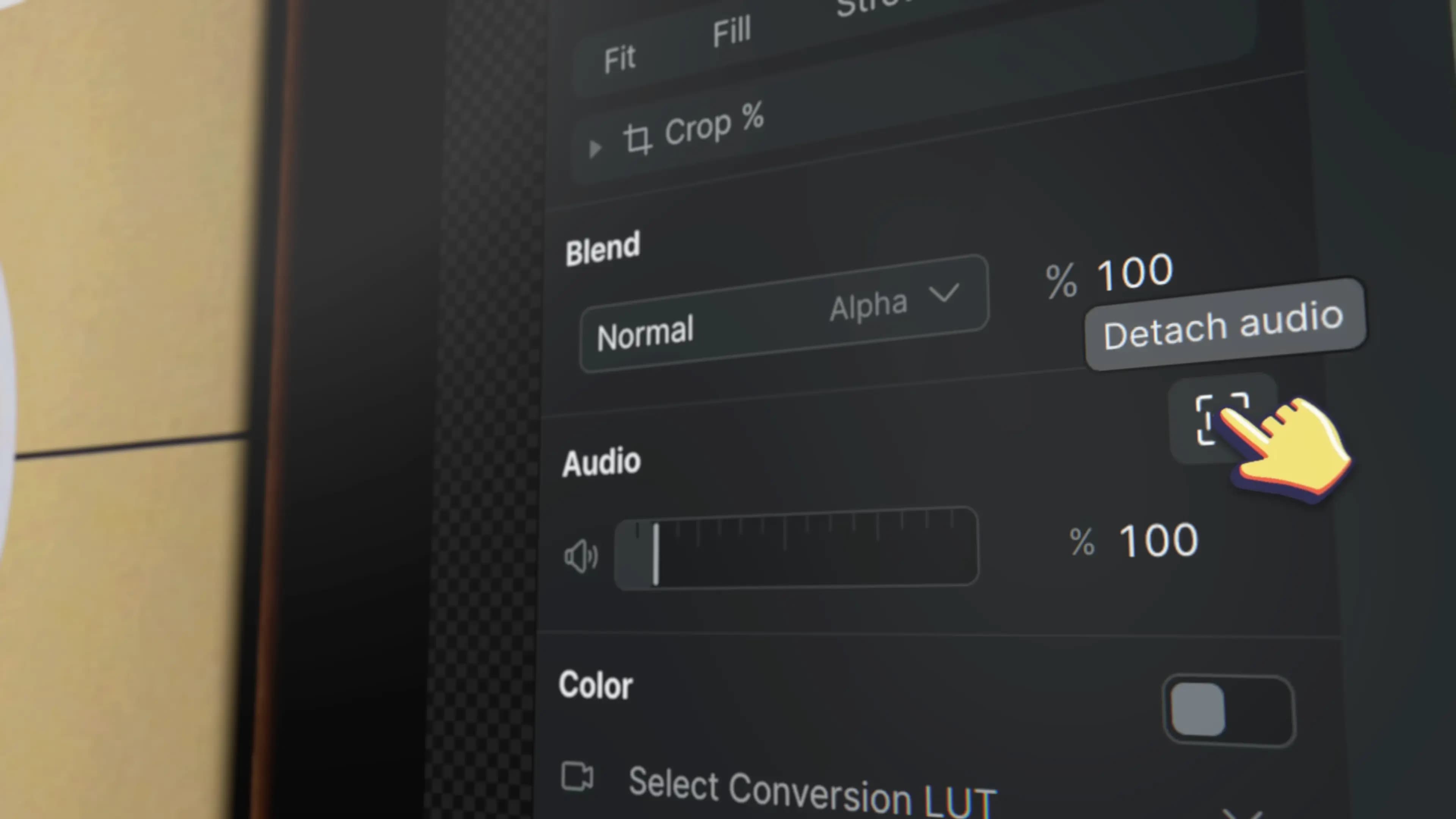 Audio mixing interface in Sequence